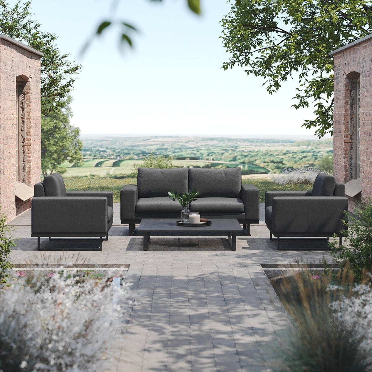 Maze Outdoors Ethos 2 Seat Sofa Set with Coffee Table / Charcoal House of Isabella UK