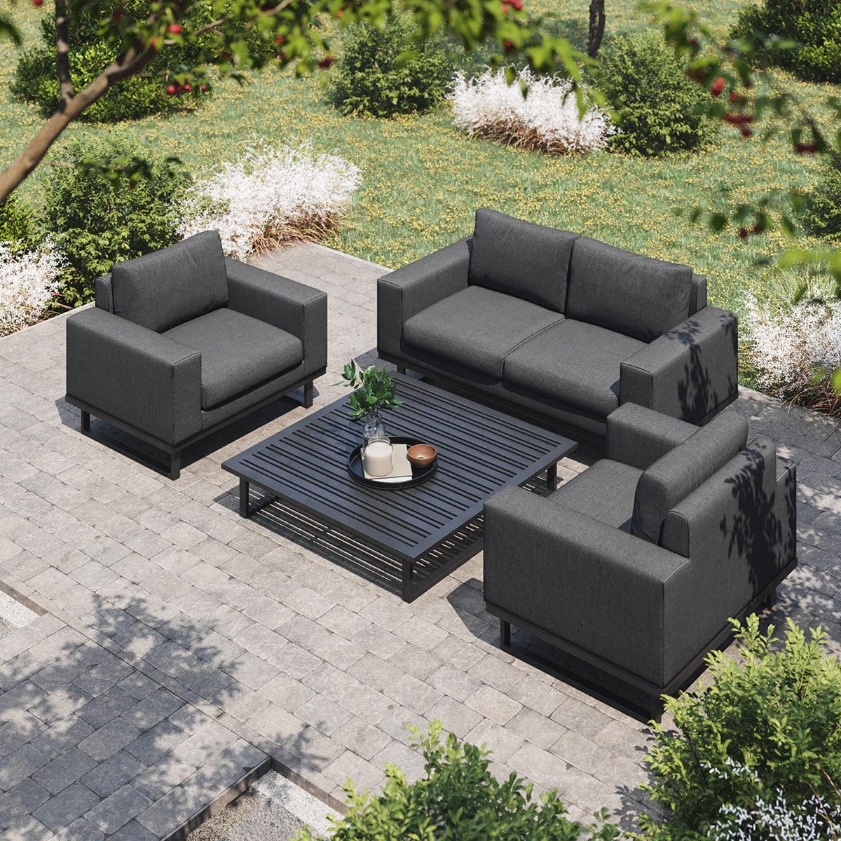 Maze Outdoors Ethos 2 Seat Sofa Set with Coffee Table / Charcoal House of Isabella UK