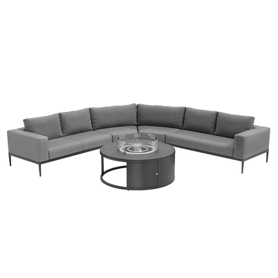 Maze Outdoors Eve Grande Corner Sofa Group With Round Fire Pit Coffee Table / Flanelle House of Isabella UK