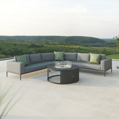 Maze Outdoors Eve Grande Corner Sofa Group With Round Fire Pit Coffee Table / Flanelle House of Isabella UK