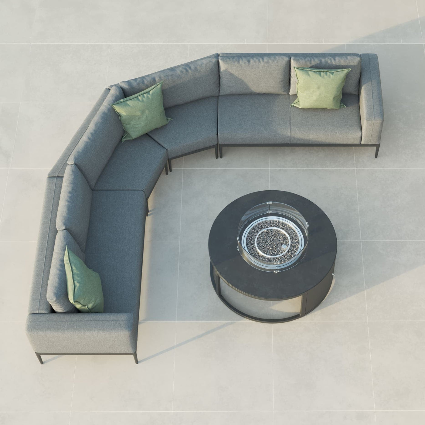 Maze Outdoors Eve Grande Corner Sofa Group With Round Fire Pit Coffee Table / Flanelle House of Isabella UK