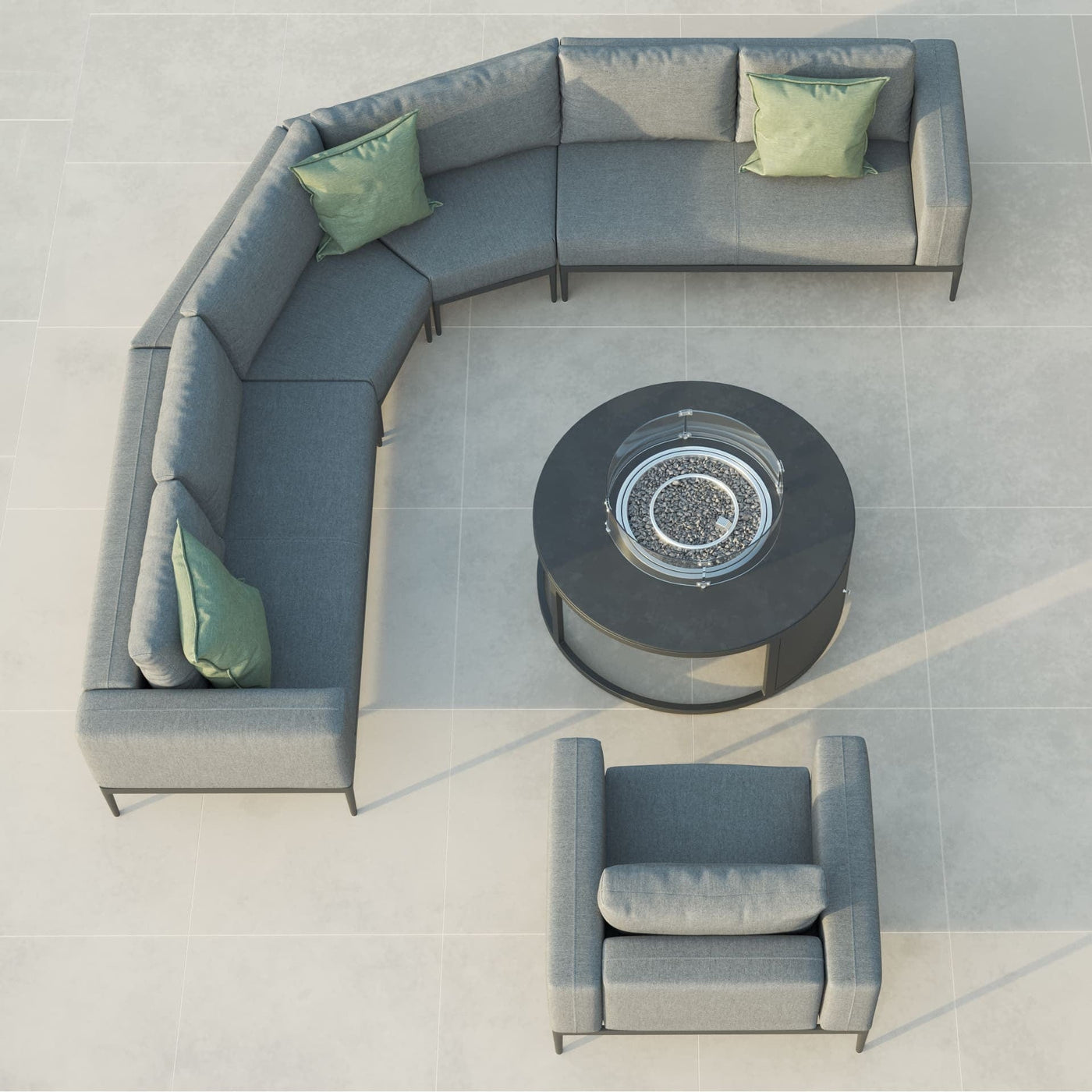 Maze Outdoors Eve Grande Corner Sofa Group With Round Fire Pit Coffee Table / Flanelle House of Isabella UK