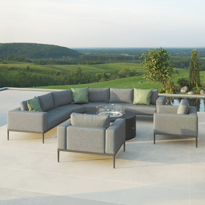 Maze Outdoors Eve Grande Corner Sofa Group With Round Fire Pit Coffee Table / Flanelle House of Isabella UK