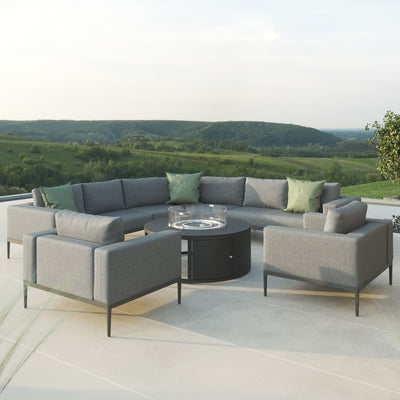 Maze Outdoors Eve Grande Corner Sofa Group With Round Fire Pit Coffee Table / Flanelle House of Isabella UK