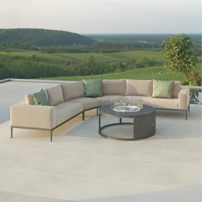 Maze Outdoors Eve Grande Corner Sofa Group With Round Fire Pit Coffee Table / Oatmeal House of Isabella UK