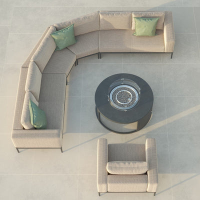 Maze Outdoors Eve Grande Corner Sofa Group With Round Fire Pit Coffee Table / Oatmeal House of Isabella UK