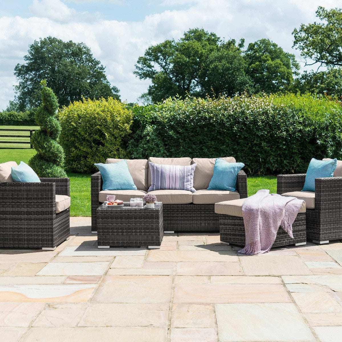 Maze Outdoors Georgia 3 Seat Sofa Set With Ice Bucket / Brown House of Isabella UK