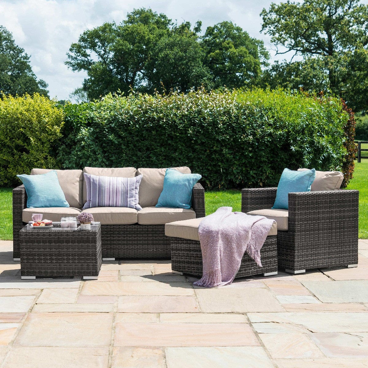 Maze Outdoors Georgia 3 Seat Sofa Set With Ice Bucket / Brown House of Isabella UK