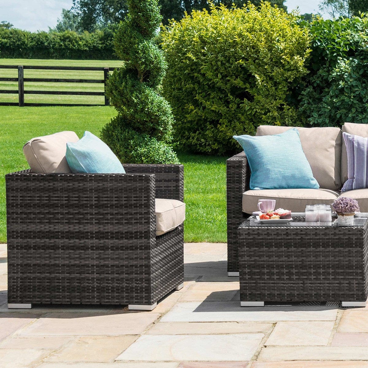 Maze Outdoors Georgia 3 Seat Sofa Set With Ice Bucket / Brown House of Isabella UK