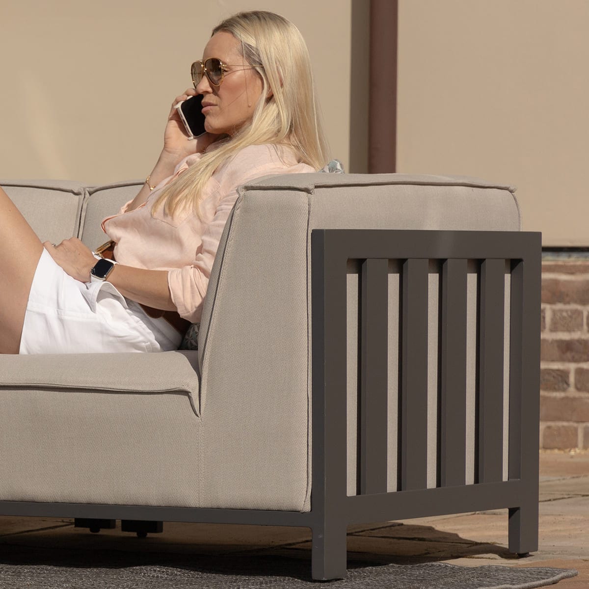 Maze Outdoors Ibiza Large Corner Sofa Set With Round Coffee Table - Oatmeal House of Isabella UK