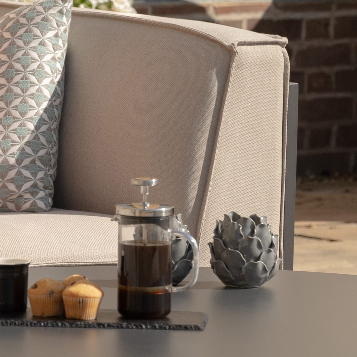 Maze Outdoors Ibiza Large Corner Sofa Set With Round Coffee Table - Oatmeal House of Isabella UK