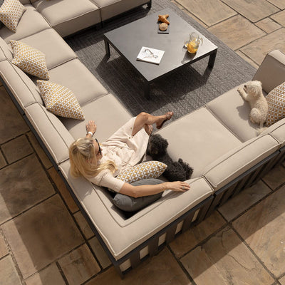 Maze Outdoors Ibiza U Shape Sofa Set With Square Coffee Table - Oatmeal House of Isabella UK