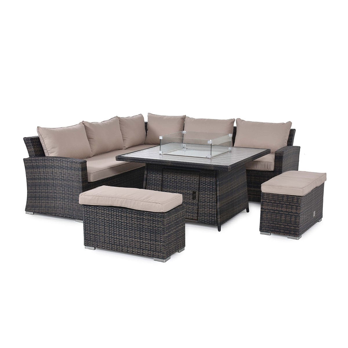Maze Outdoors Kingston Corner Deluxe with Fire Pit / Brown House of Isabella UK