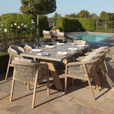 Maze Outdoors Martinique 8 Seat Rectangular Dining Set - Light Brown House of Isabella UK