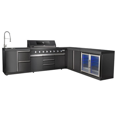 Maze Outdoors Maze Corner Outdoor Kitchen With Sink & Single Fridge / Satin Black House of Isabella UK