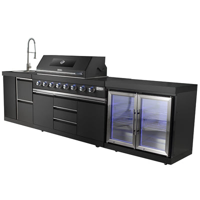 Maze Outdoors Maze Large Linear Outdoor Kitchen With Sink & Fridge / Satin Black House of Isabella UK