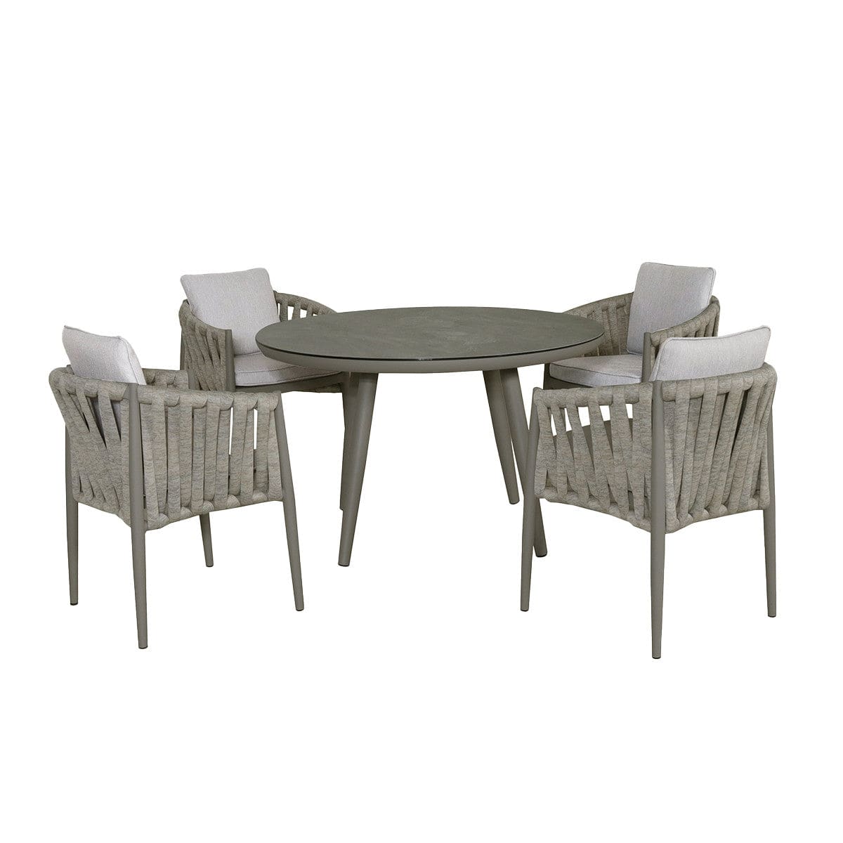 Maze Outdoors Milan 4 Seat Round Dining Set With Lazy Susan - Cool Linen House of Isabella UK