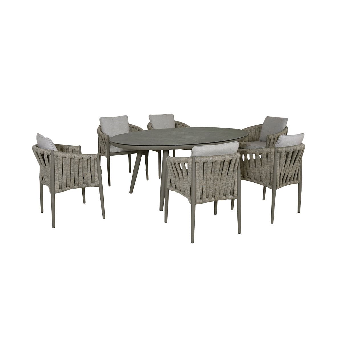 Maze Outdoors Milan 6 Seat Oval Dining Set With Lazy Susan - Cool Linen House of Isabella UK