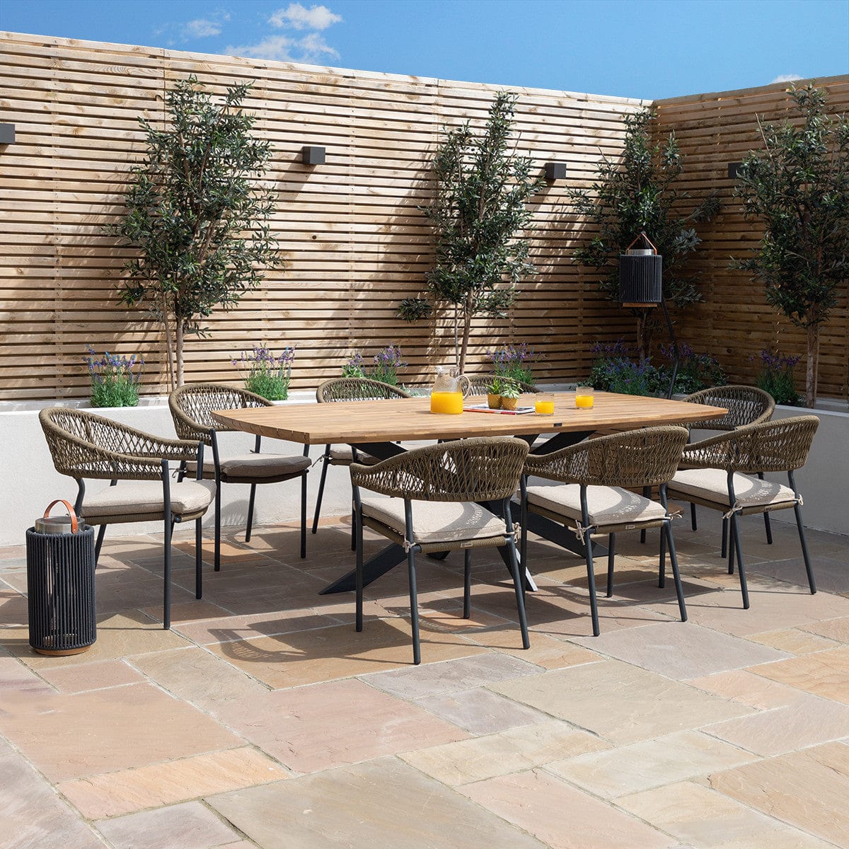 Maze Outdoors New Bali 8 Seat Oval Dining Set - Sandstone House of Isabella UK