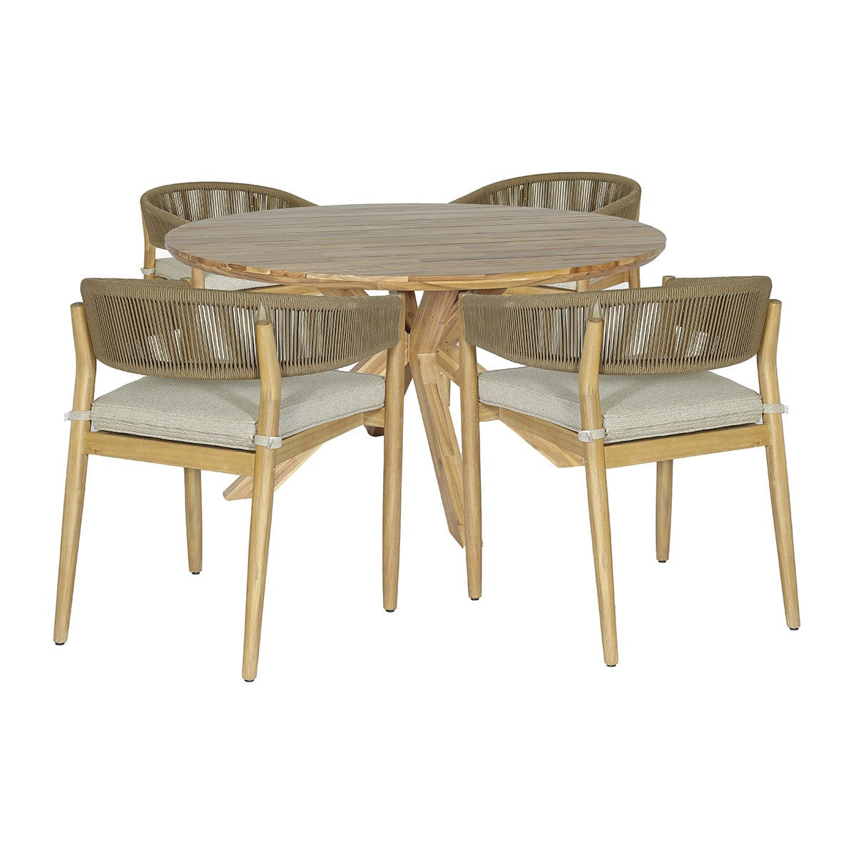 Maze Outdoors New Porto 4 Seat Round Dining Set - Sandstone House of Isabella UK