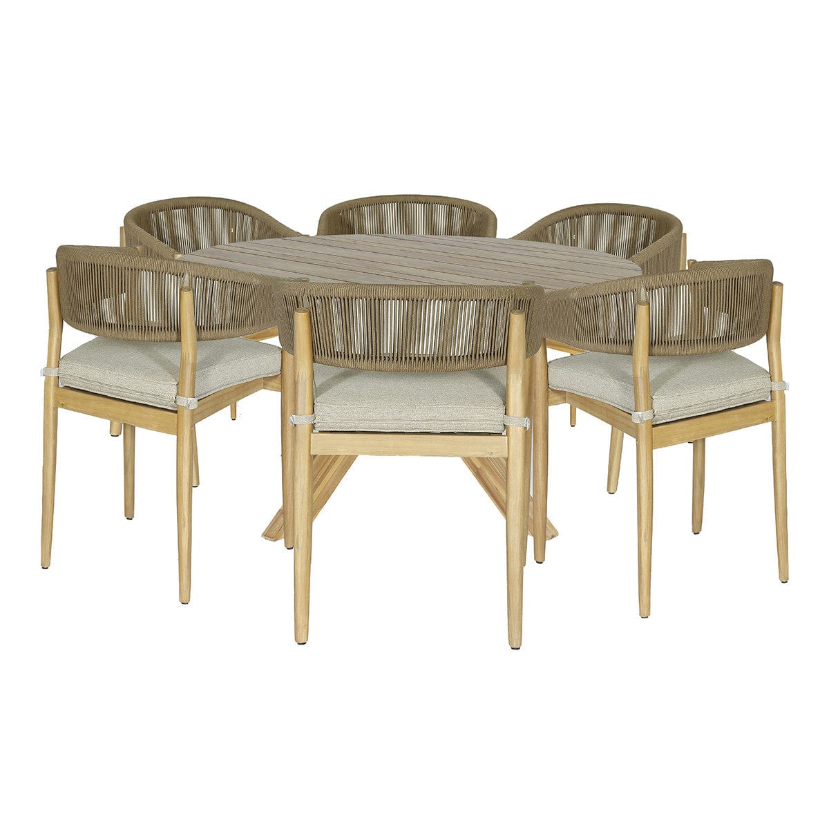 Maze Outdoors New Porto 6 Seat Round Dining Set - Sandstone House of Isabella UK
