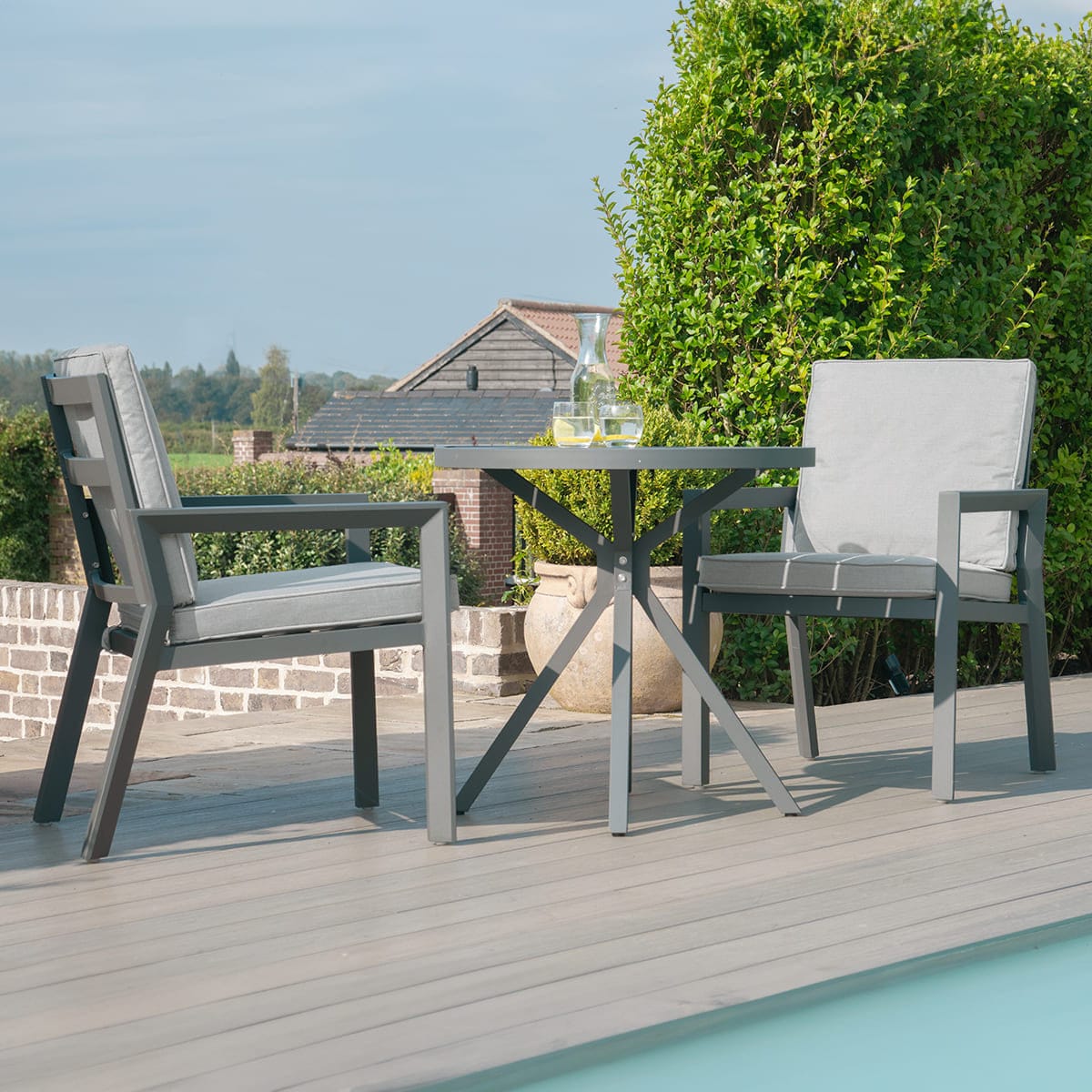 Maze Outdoors New York 3 Piece Bistro Set / Dove Grey House of Isabella UK