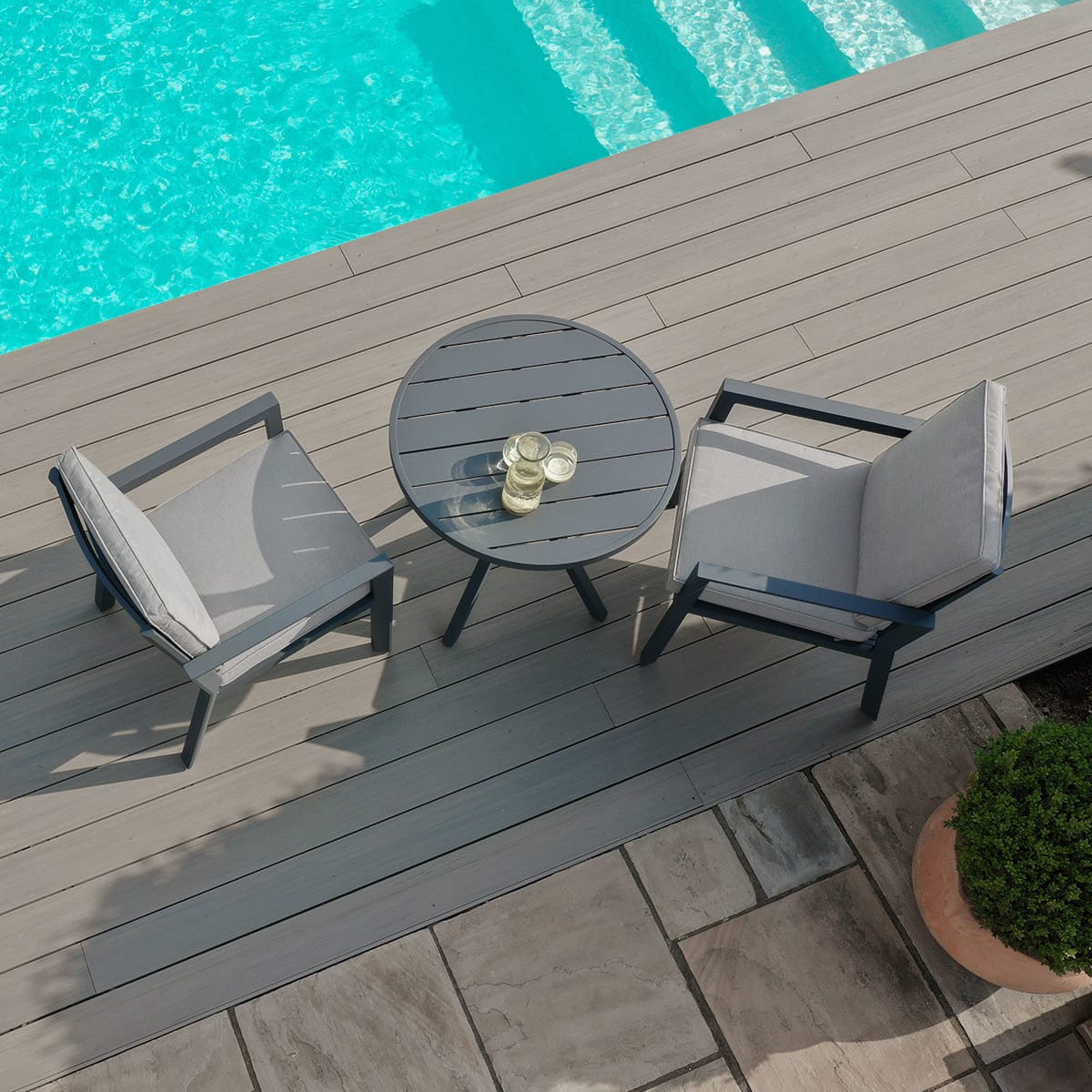 Maze Outdoors New York 3 Piece Bistro Set / Dove Grey House of Isabella UK
