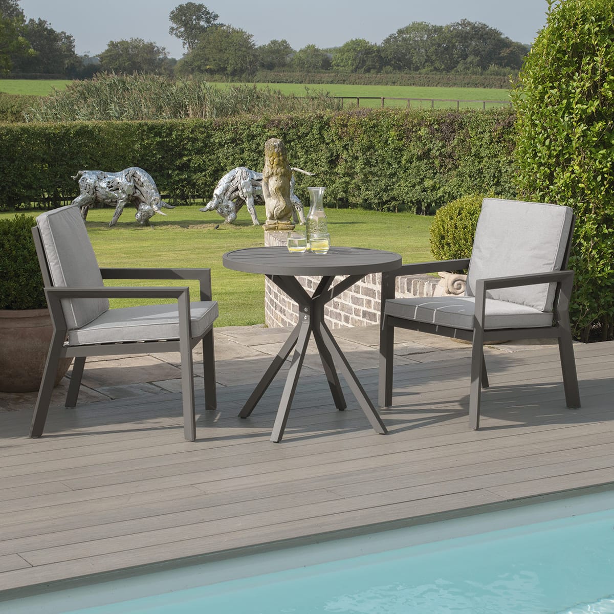Maze Outdoors New York 3 Piece Bistro Set / Dove Grey House of Isabella UK
