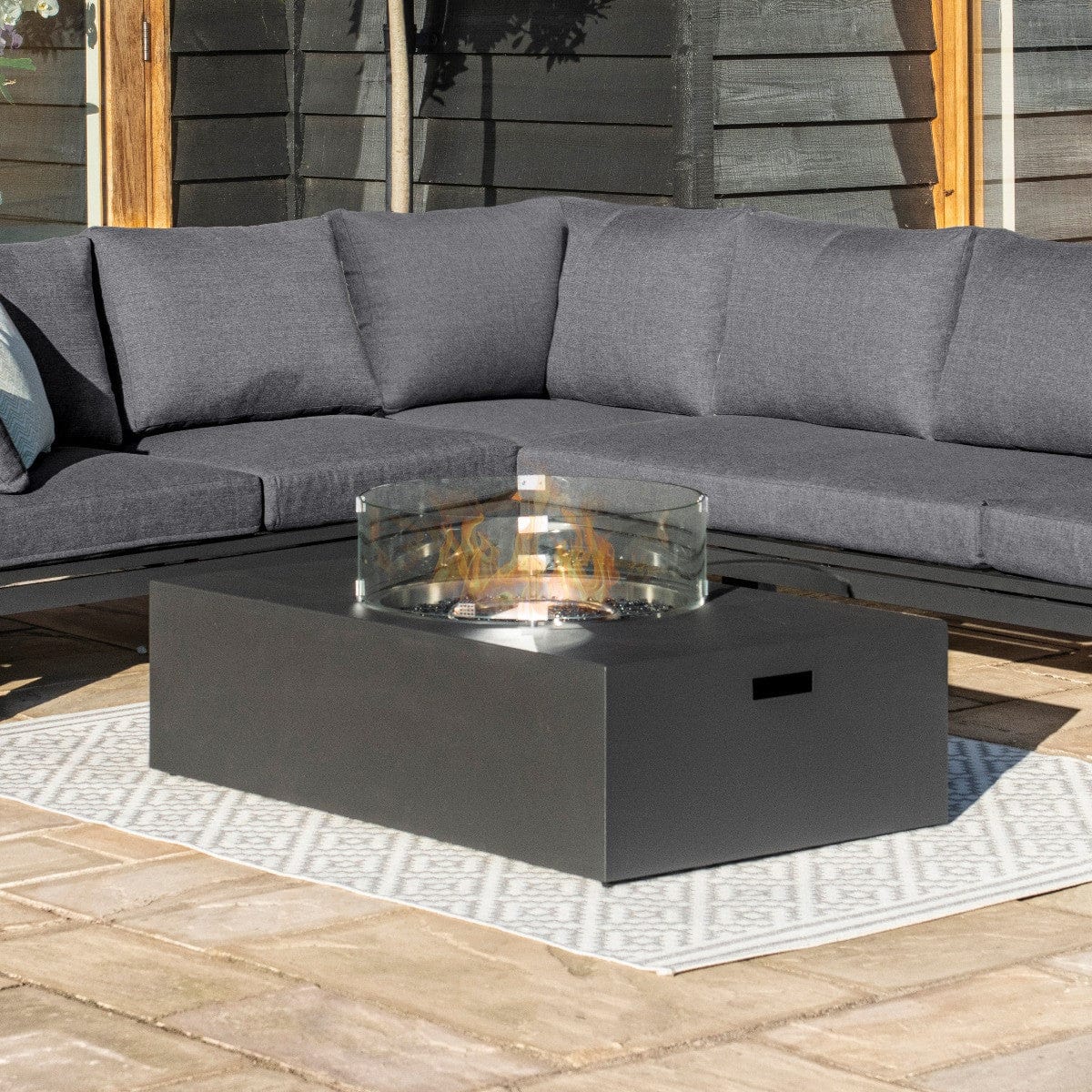 Maze Outdoors Oslo Corner Group with Rectangular Gas Fire Pit Table / Charcoal House of Isabella UK