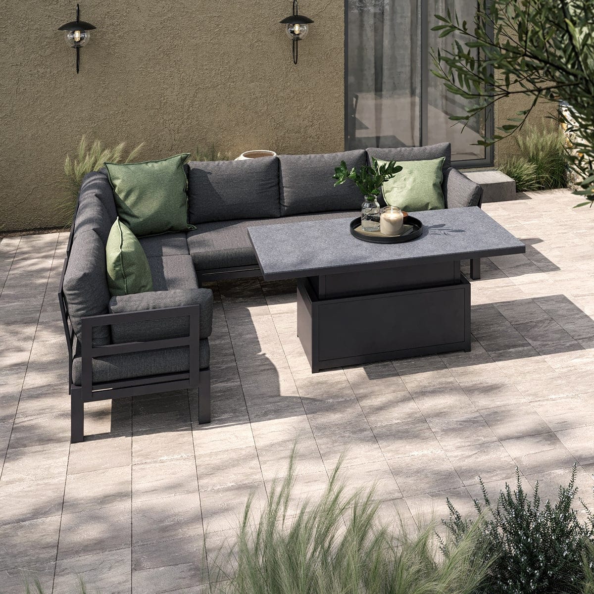 Maze Outdoors Oslo Corner Group with Rising Table / Charcoal House of Isabella UK