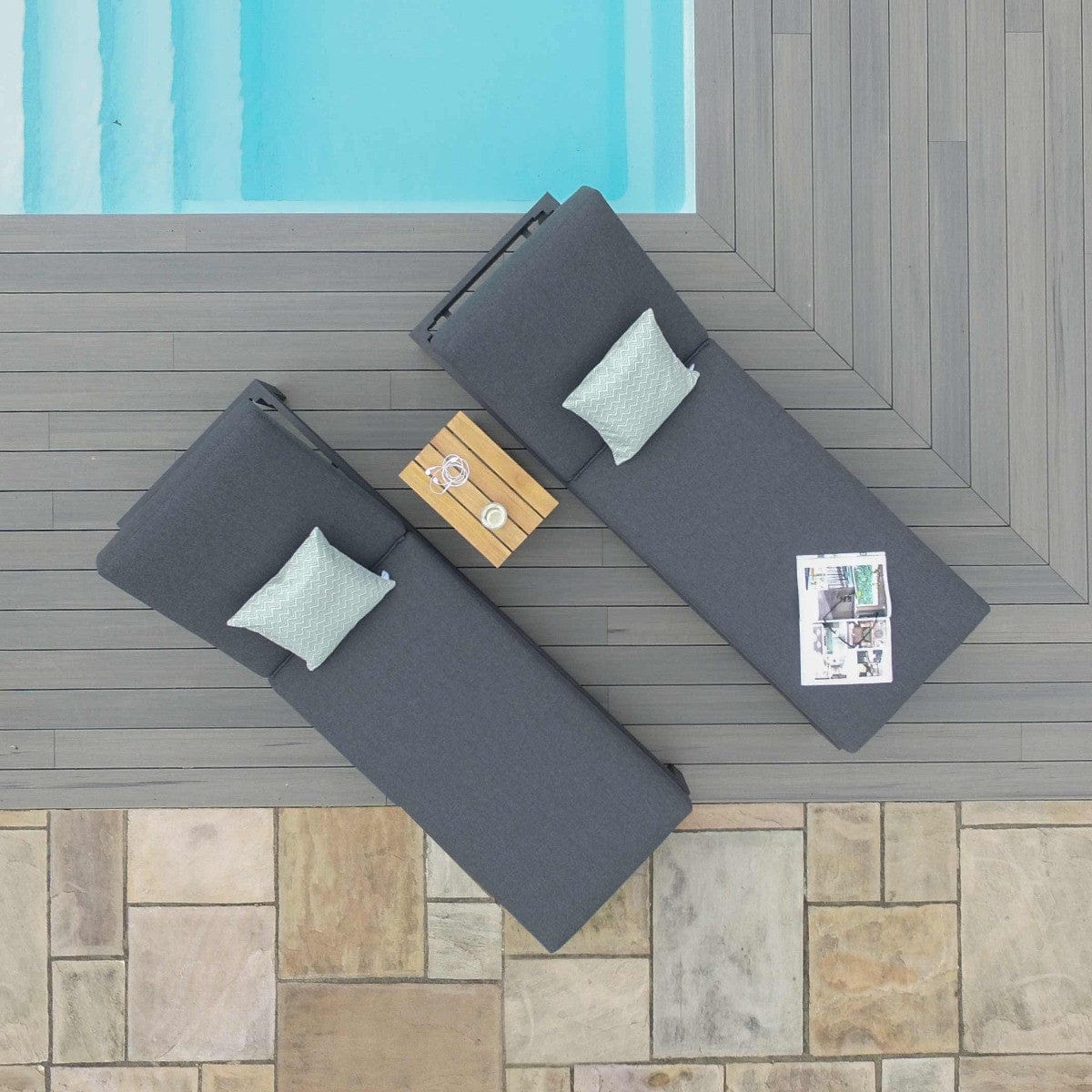 Maze Outdoors Oslo Double Sunlounger Set / Charcoal House of Isabella UK