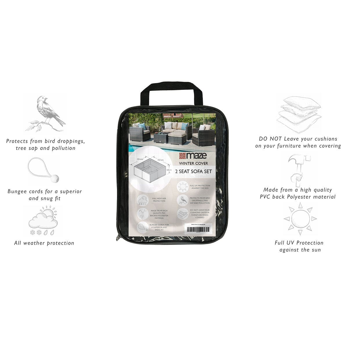 Maze Outdoors Outdoor Cover for 2 Seat Sofa Set House of Isabella UK