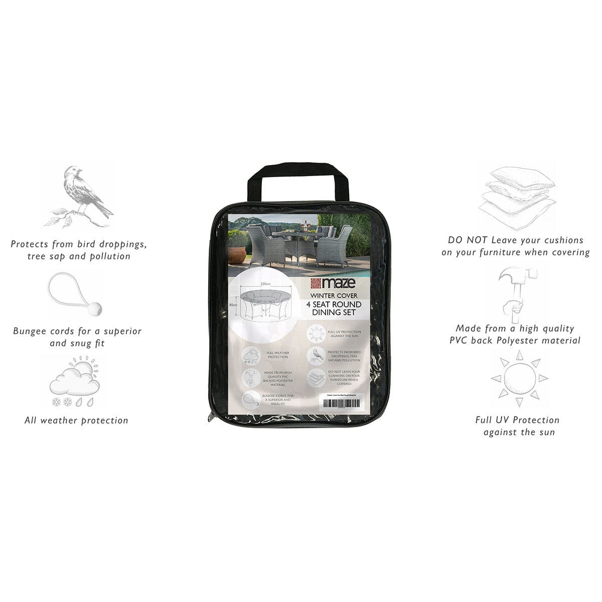 Maze Outdoors Outdoor Cover for 4 Seat Round Dining Set House of Isabella UK