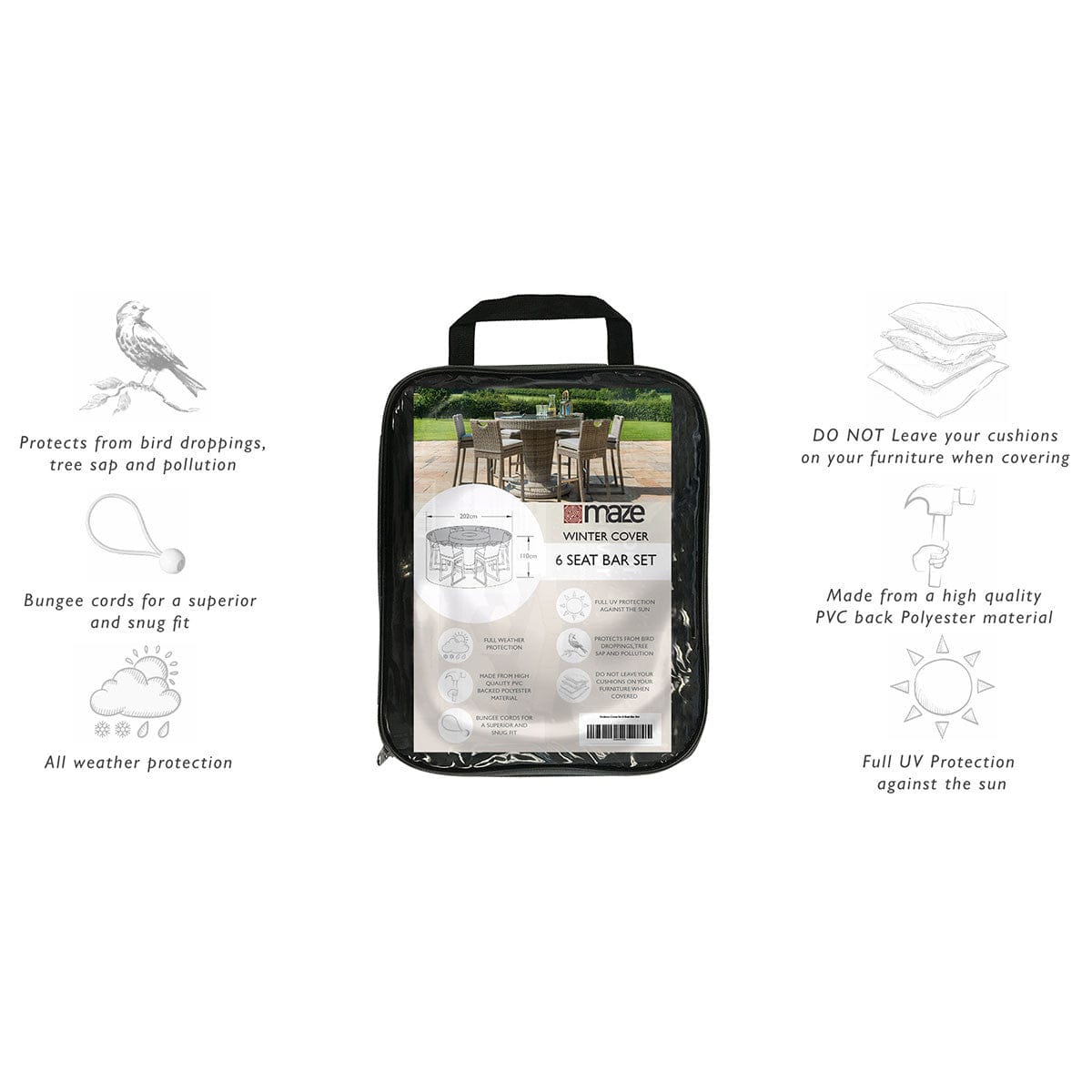 Maze Outdoors Outdoor Cover for 6 Seat Bar Set House of Isabella UK