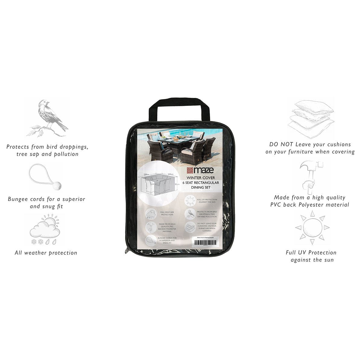 Maze Outdoors Outdoor Cover for 6 Seat Rect Dining Set House of Isabella UK