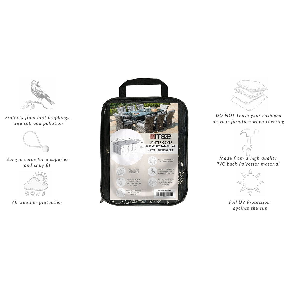 Maze Outdoors Outdoor Cover for 8 Seat Rect Dining Set House of Isabella UK