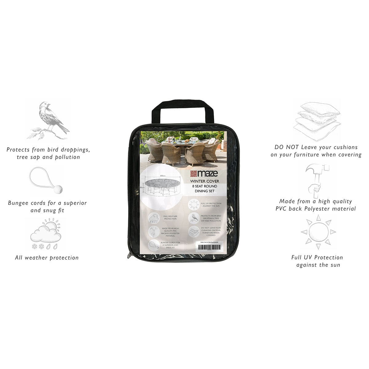 Maze Outdoors Outdoor Cover for 8 Seat Round Dining Set House of Isabella UK