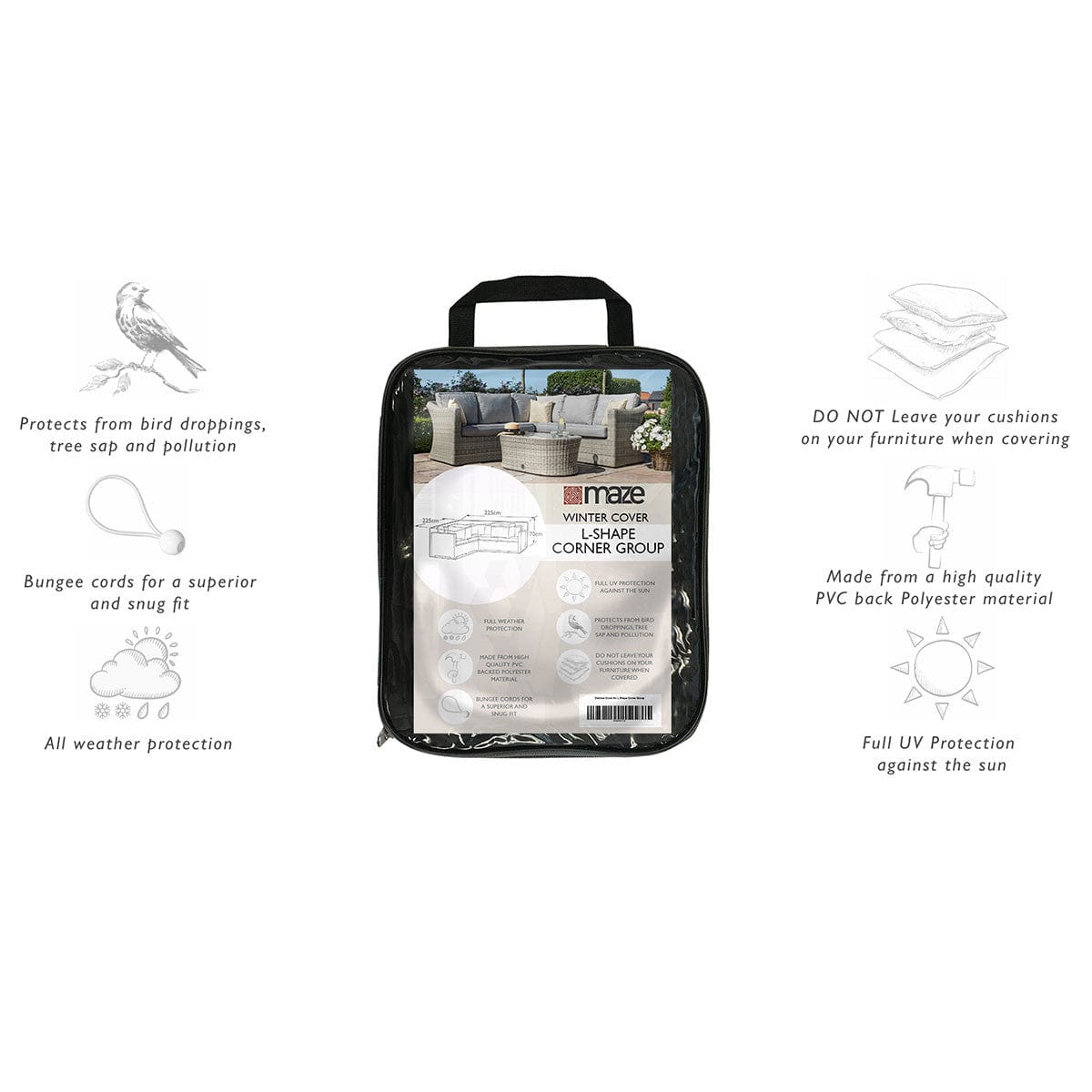 Maze Outdoors Outdoor Cover for Corner Group (L-Shaped) House of Isabella UK