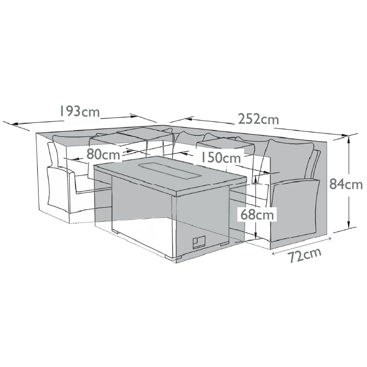 Maze Outdoors Outdoor Cover for Kingston Corner Set with Fire Pit House of Isabella UK