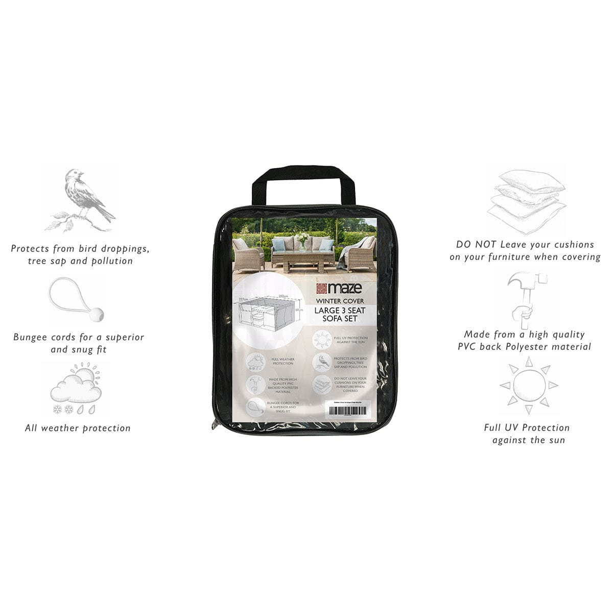 Maze Outdoors Outdoor Cover for Large 3 Seat Sofa Set House of Isabella UK