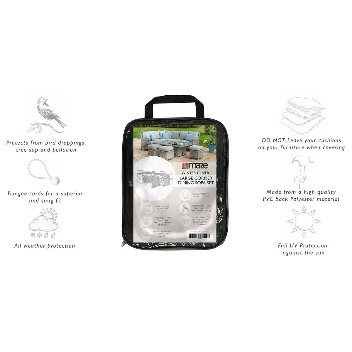 Maze Outdoors Outdoor Cover for Large Corner Dining Sofa Set House of Isabella UK