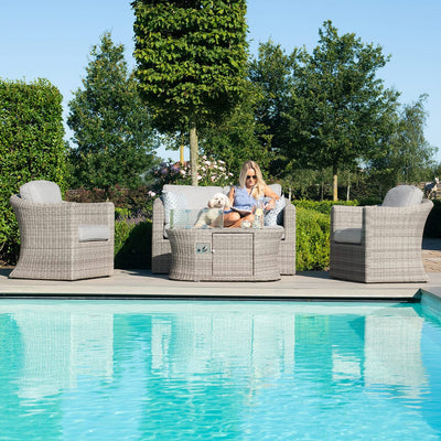 Maze Outdoors Oxford 2 Seat Sofa Set with Fire Pit Coffee Table House of Isabella UK