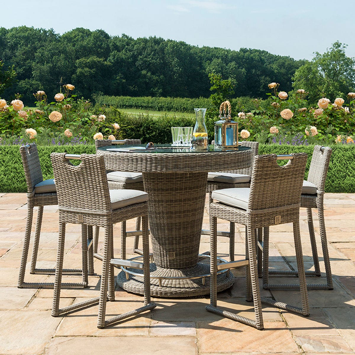 Maze Outdoors Oxford 6 Seat Round Bar Set with Ice Bucket House of Isabella UK