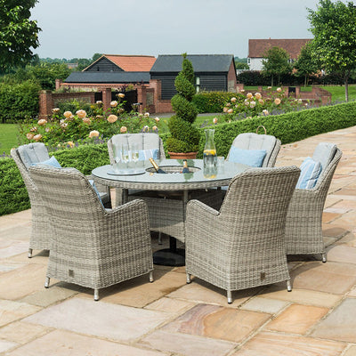 Maze Outdoors Oxford 6 Seat Round Ice Bucket Dining Set with Venice Chairs Lazy Susan House of Isabella UK