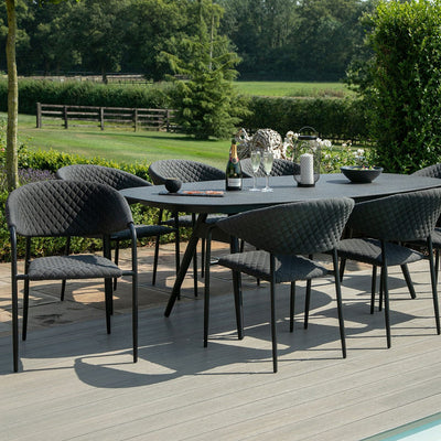 Maze Outdoors Pebble 8 Seat Oval Dining Set / Charcoal House of Isabella UK