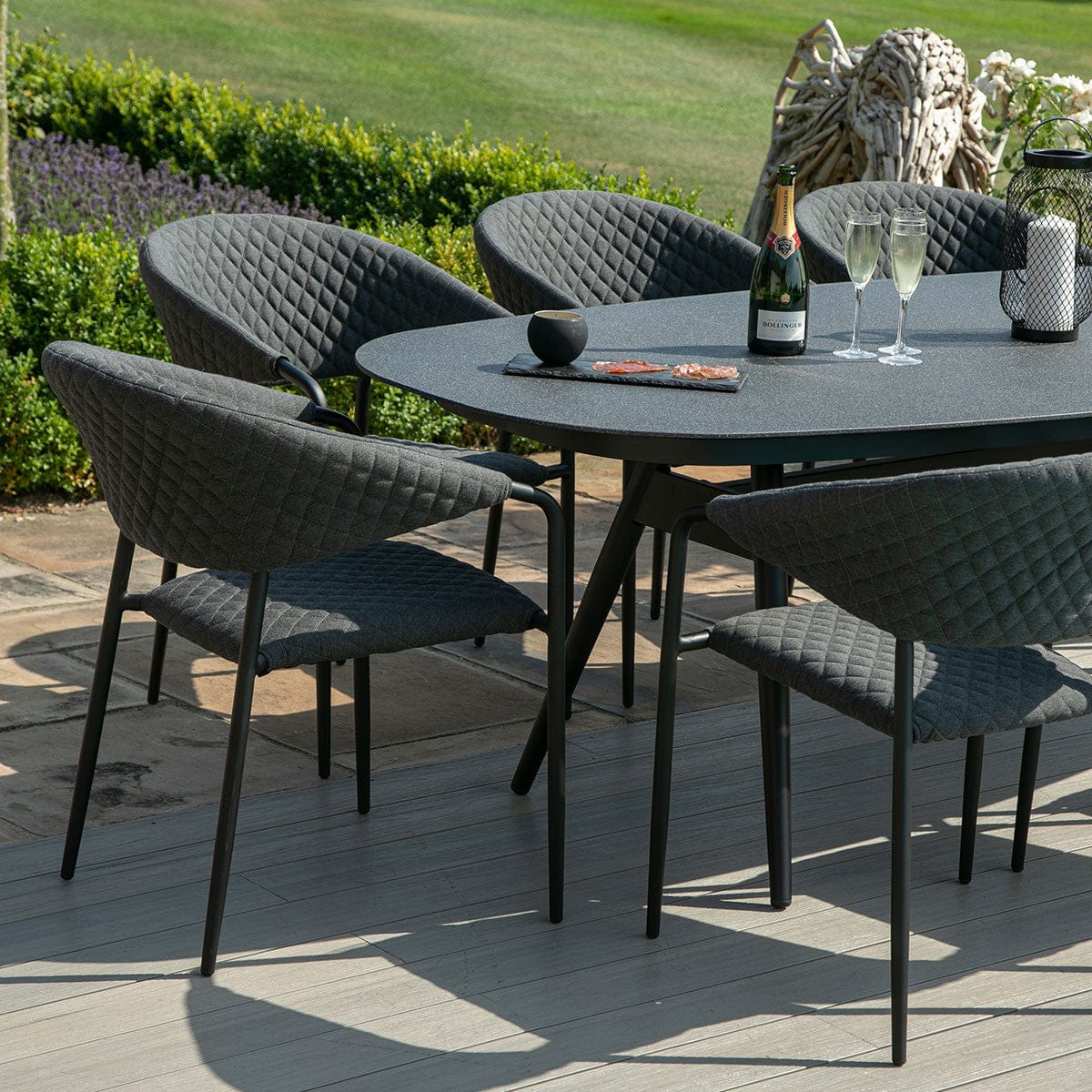 Maze Outdoors Pebble 8 Seat Oval Dining Set / Charcoal House of Isabella UK