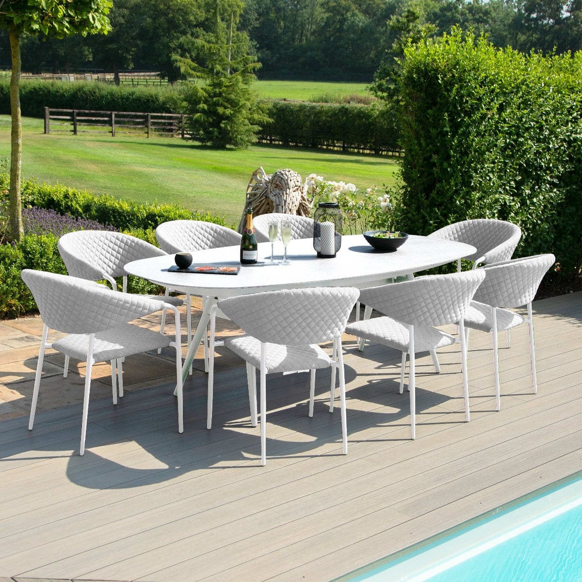 Maze Outdoors Pebble 8 Seat Oval Dining Set / Lead Chine House of Isabella UK