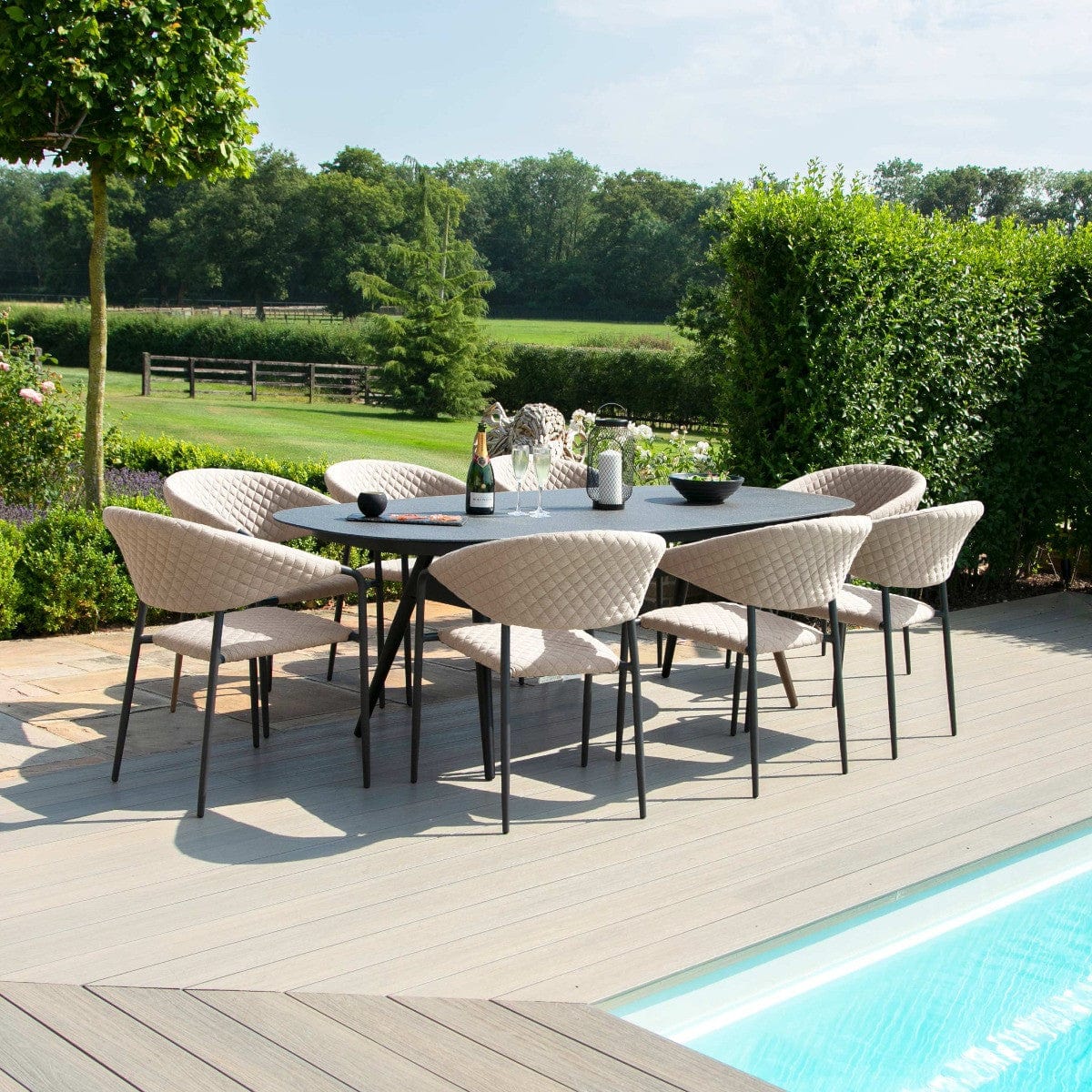 Maze Outdoors Pebble 8 Seat Oval Dining Set / Taupe House of Isabella UK