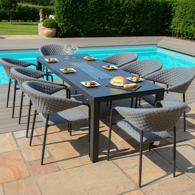 Maze Outdoors Pebble 8 Seat Rectangular Dining Set - Fire Pit Table / Flanelle House of Isabella UK