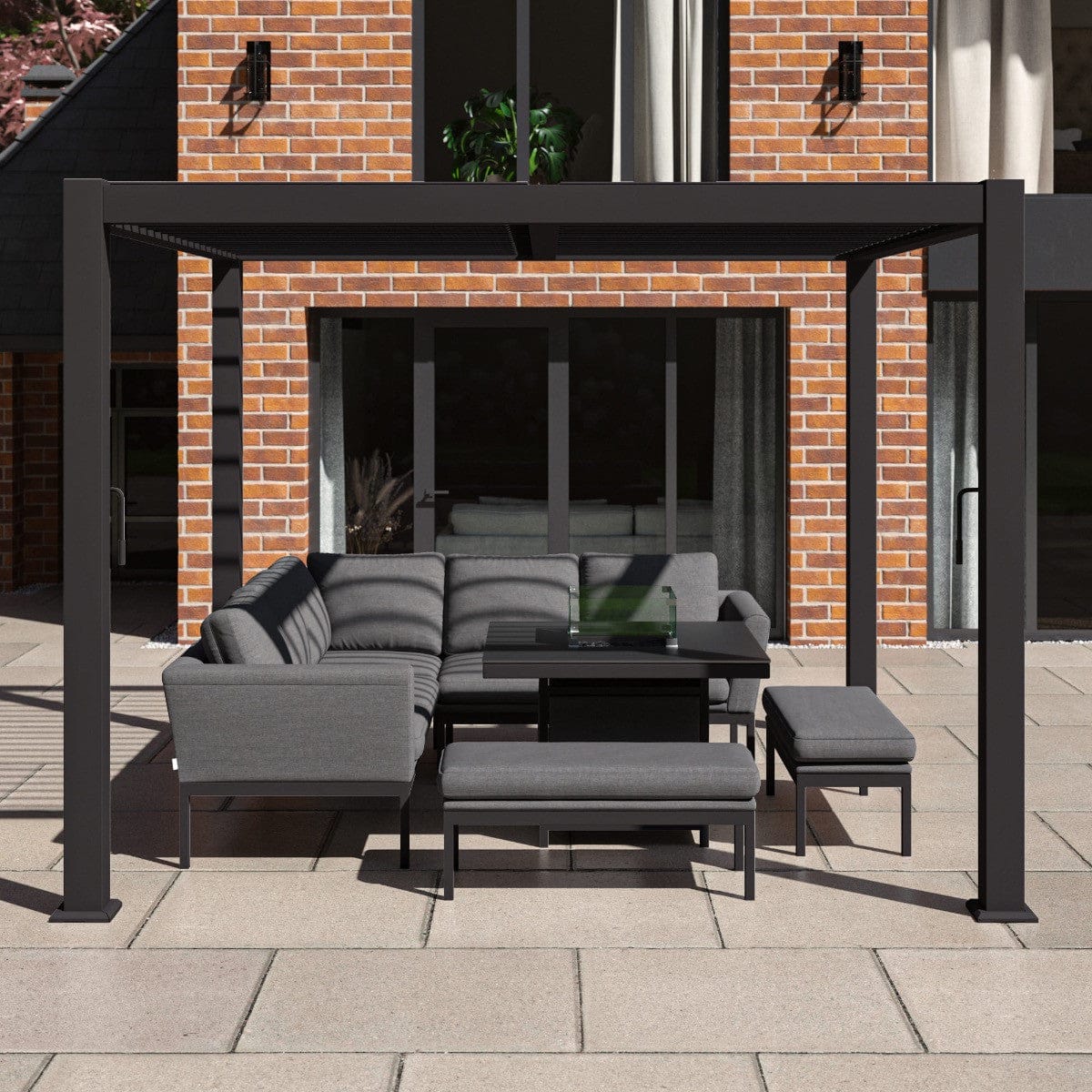 Maze Outdoors Pergola Aluminium Square 30x30 Frame Only - Grey House of Isabella UK
